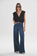 JEAN WIDE LEG SNAPS BLUE - foto 1