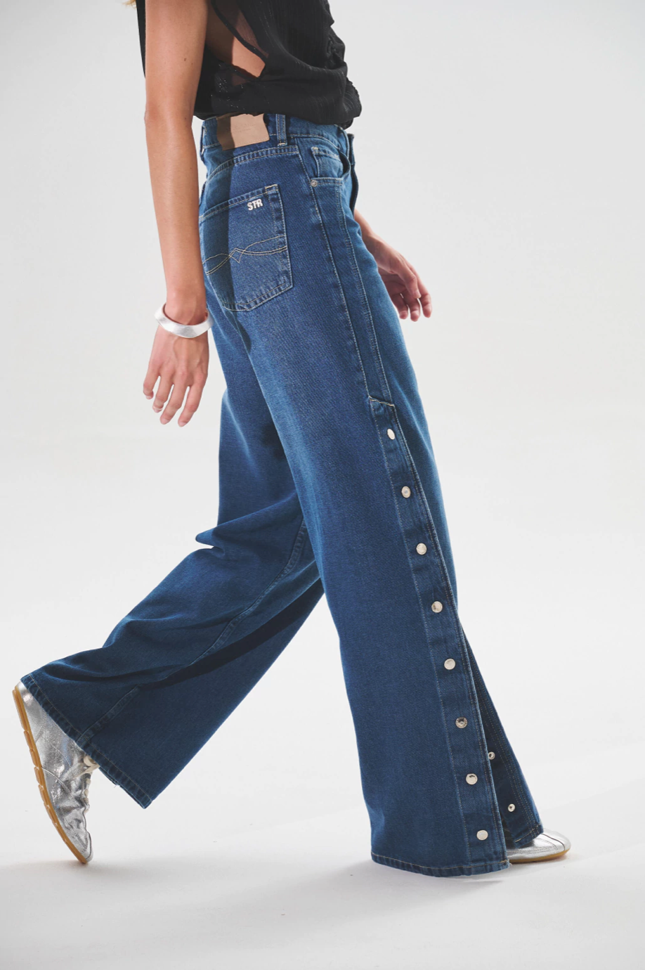 JEAN WIDE LEG SNAPS BLUE - foto 2