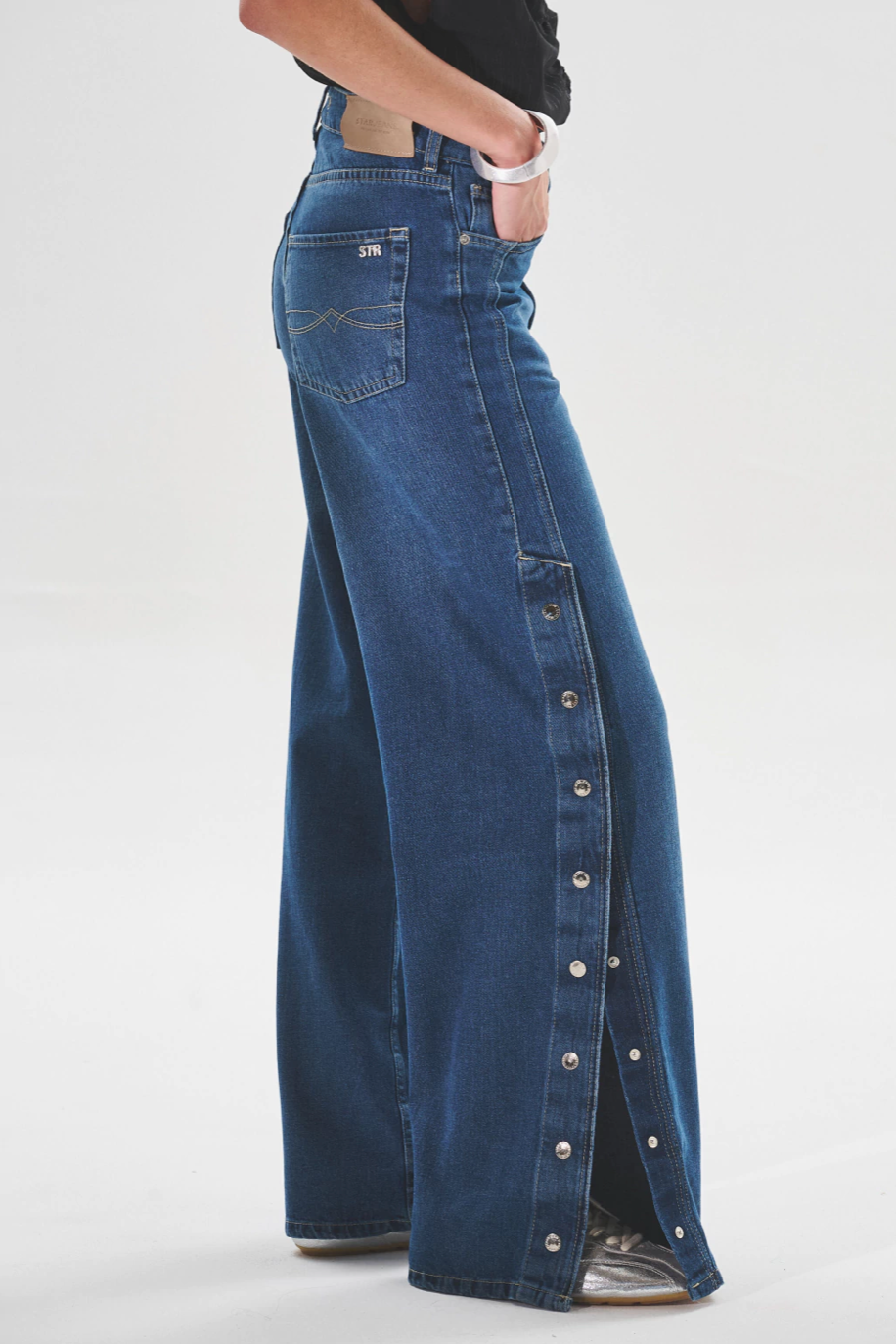 JEAN WIDE LEG SNAPS BLUE - foto 4