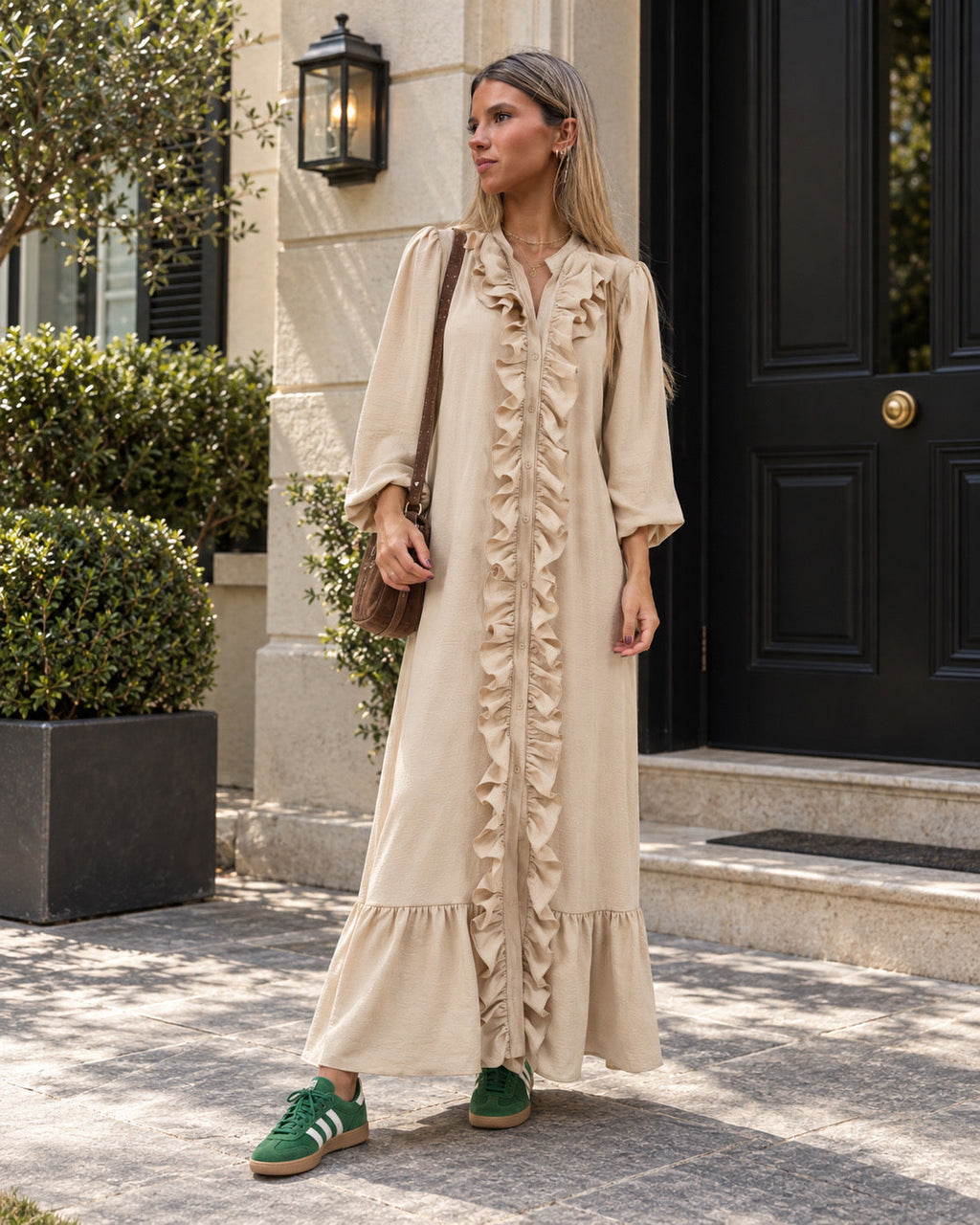 VESTIDO OLAS - BEIGE