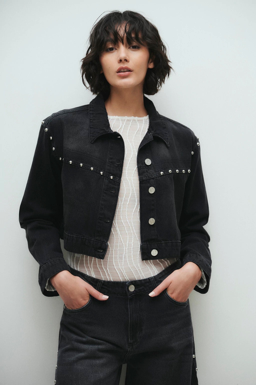CAMPERA CROP BLACK NIGHT - STAR JEANS