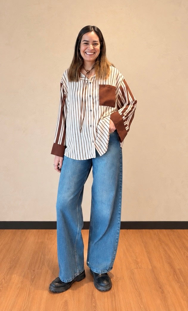 CAMISA A RAYAS PAULA - CAMCOMBEIGE - RABHADH