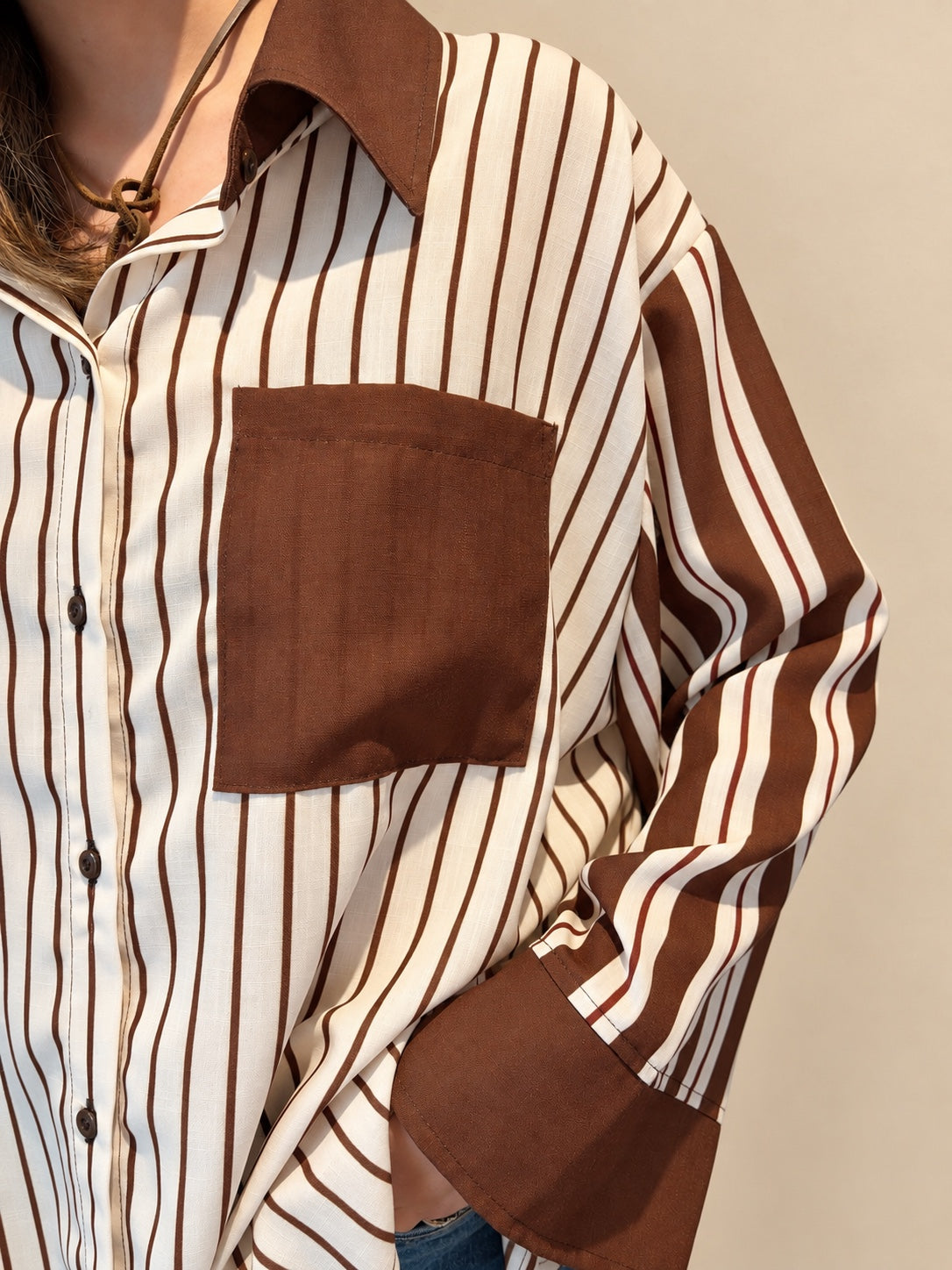 CAMISA A RAYAS PAULA - CAMCOMBEIGE - RABHADH