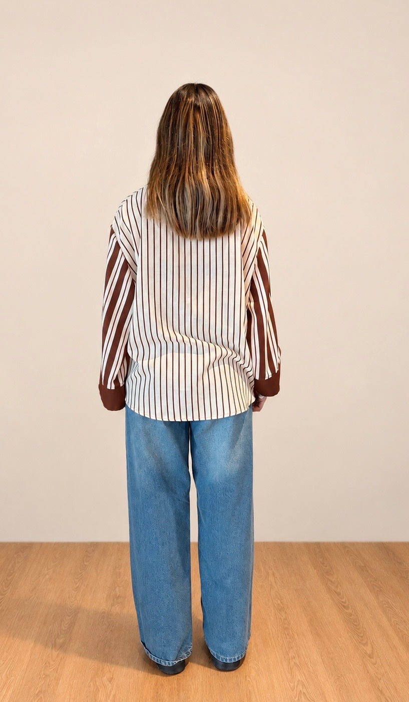 CAMISA A RAYAS PAULA - CAMCOMBEIGE - RABHADH