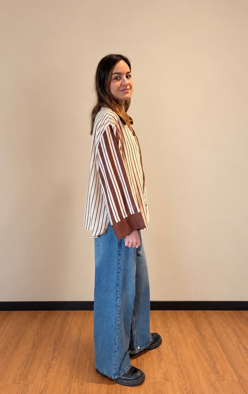 CAMISA A RAYAS PAULA - CAMCOMBEIGE - RABHADH