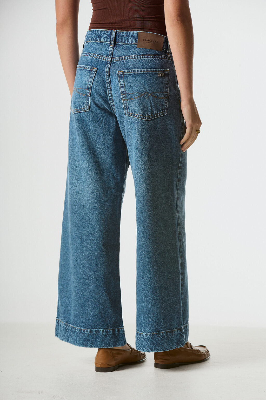 JEAN CAPRI WIDE LEG BLUE MOKA