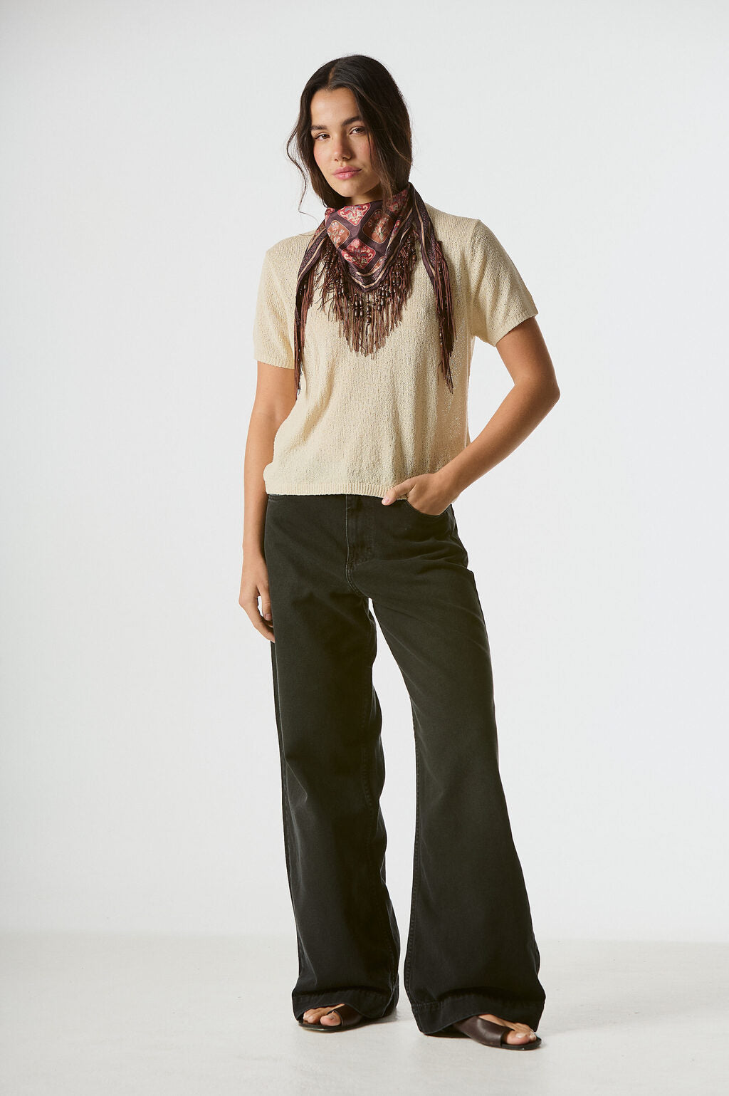 JEAN WIDE LEG GENOA BLACK